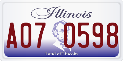 IL license plate A070598