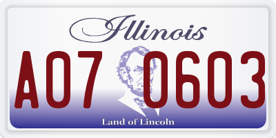 IL license plate A070603