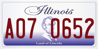 IL license plate A070652