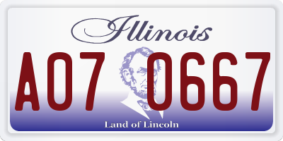 IL license plate A070667