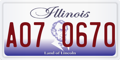 IL license plate A070670