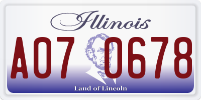 IL license plate A070678