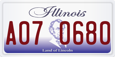 IL license plate A070680