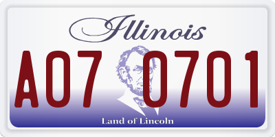 IL license plate A070701