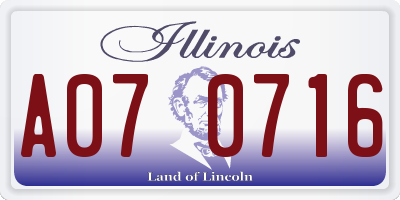 IL license plate A070716