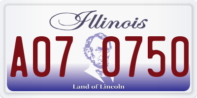 IL license plate A070750