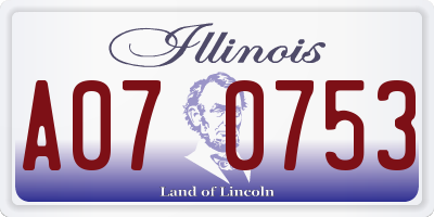 IL license plate A070753