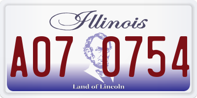 IL license plate A070754