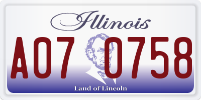 IL license plate A070758