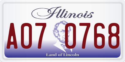 IL license plate A070768