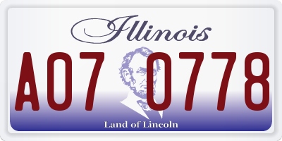 IL license plate A070778