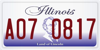 IL license plate A070817