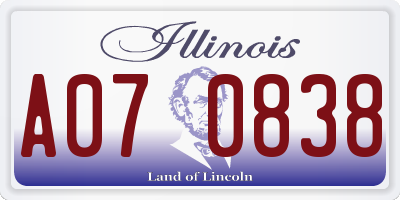 IL license plate A070838