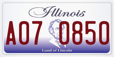 IL license plate A070850