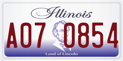 IL license plate A070854