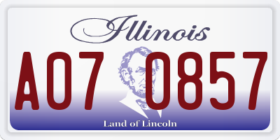 IL license plate A070857