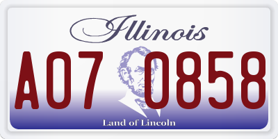 IL license plate A070858