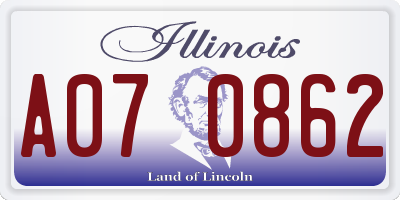 IL license plate A070862