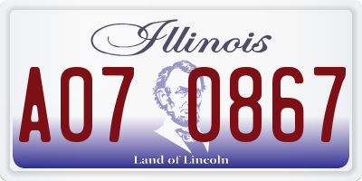 IL license plate A070867