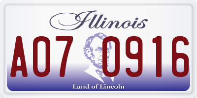 IL license plate A070916