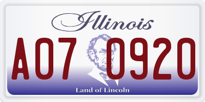 IL license plate A070920
