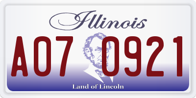 IL license plate A070921