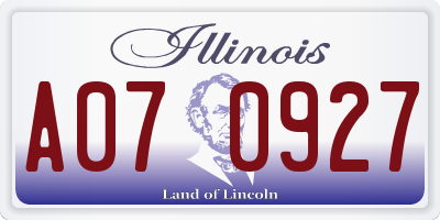 IL license plate A070927