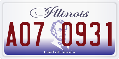 IL license plate A070931