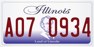 IL license plate A070934