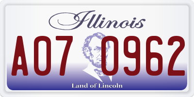 IL license plate A070962