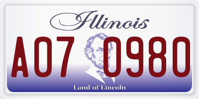 IL license plate A070980