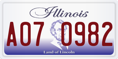 IL license plate A070982