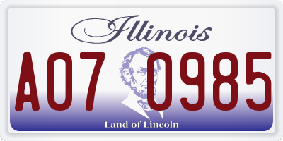 IL license plate A070985