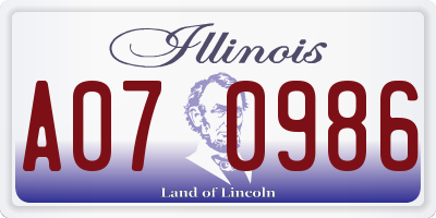 IL license plate A070986