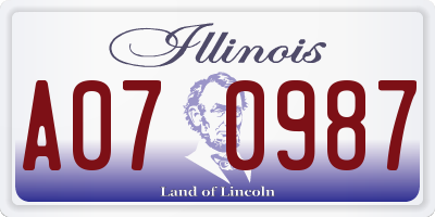IL license plate A070987