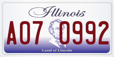 IL license plate A070992