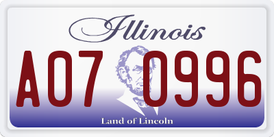 IL license plate A070996