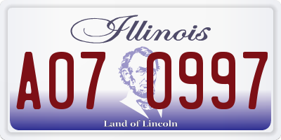 IL license plate A070997