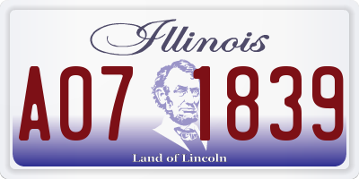 IL license plate A071839