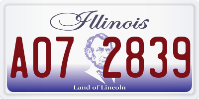 IL license plate A072839