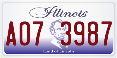 IL license plate A073987