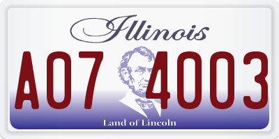 IL license plate A074003