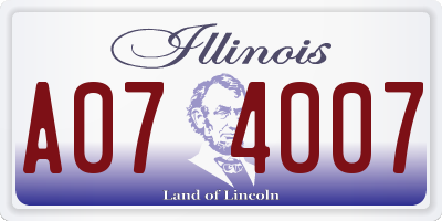 IL license plate A074007
