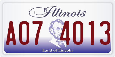 IL license plate A074013