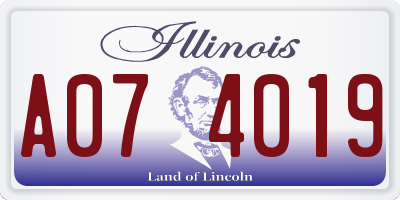 IL license plate A074019