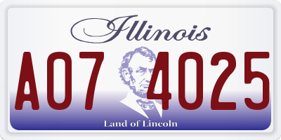 IL license plate A074025