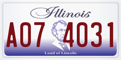 IL license plate A074031