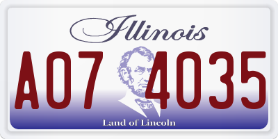 IL license plate A074035