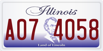 IL license plate A074058
