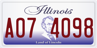 IL license plate A074098